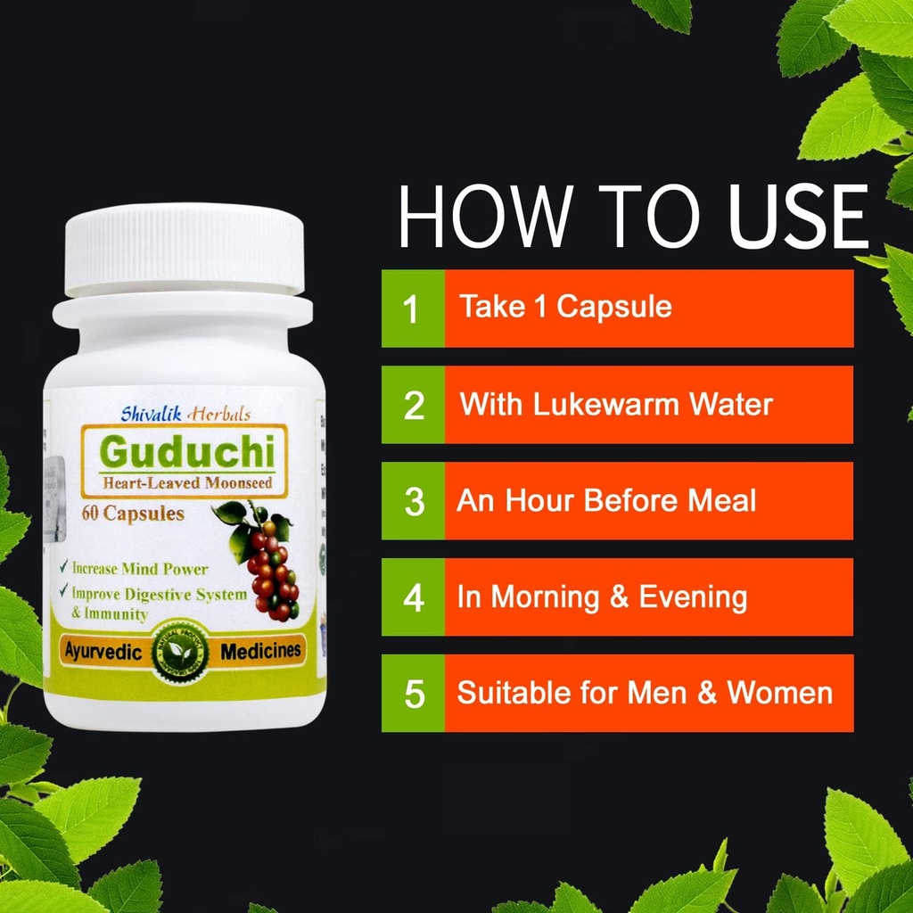 Guduchi- Tinospora cordifolia 120 Kapseln Flaschenverpackung