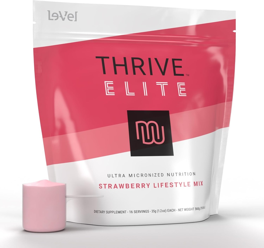 Thrive Elite Protein Shake | Glutenfrei, Protein Blend mit BCAAs, Probiotics & Enzymes | 16 Servieren - Scoop Serves, Erdbeere