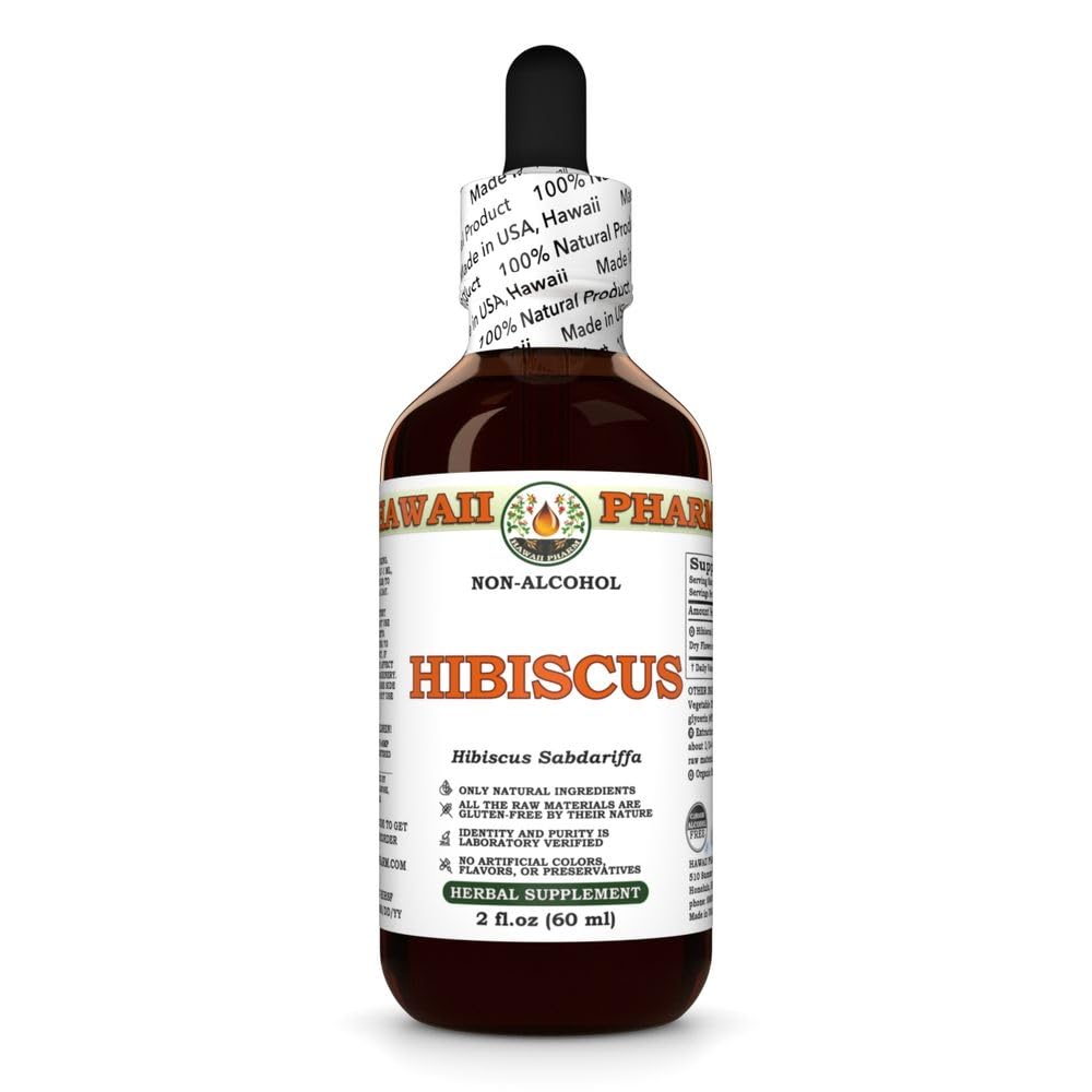 Hawaii Pharm Hibiscus Alcohol-Free Extract, Glycerite für Antioxidantien-Unterstützung, fördert Zirkulation, unterstützt Herz Vitalität, verbessert Leberfunktion, Refreshes und Revitalizes - 2 fl.oz