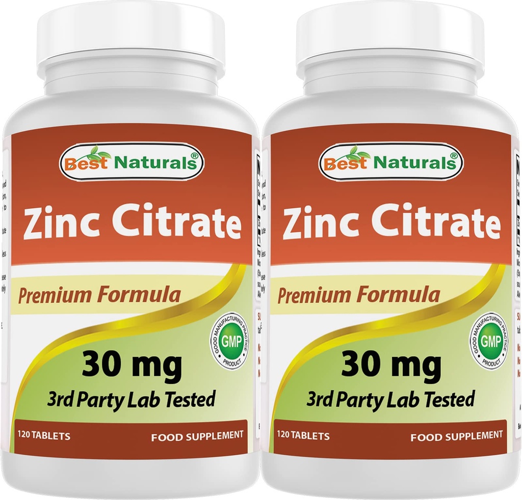Beste Natürliche Zink 30mg Ergänzungen (als Zink Citrat) - Zink Vitamine für Erwachsene Immununterstützung - 120 Tabletten (120 Zähler (Pack von 2))