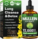 Mullein Tropfen für Lunge, 3-in-1 Mullein Blatt Extrakt für Lunge Gesundheit, Kräuterrespirator Lung Health Support Supplement, Unterstützung Immun- & Verdauungs-Wellness, Zucker & Alkoholfrei - 2 FL OZ