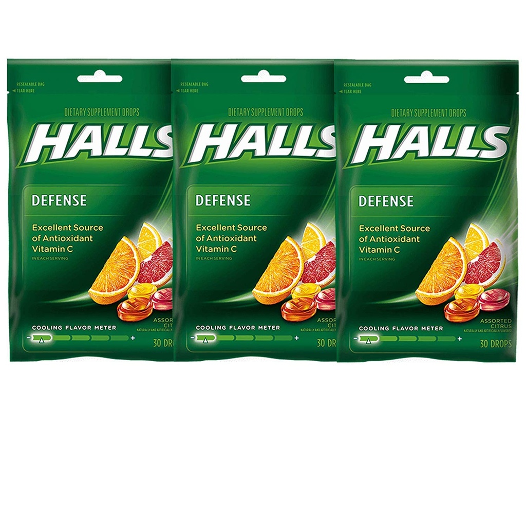 Hallen Verteidigung Vitamin C Tropfen sortierte Citrus - 30 ct, Packung von 3