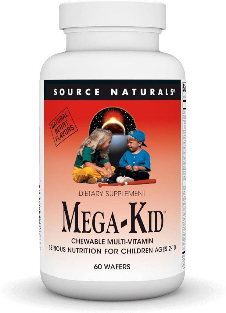 Quelle Naturals Mega-Kid Chewable Multi-Vitamin, Serious Nutrition of Children for Children Ages 2-10, Natural Berry Flavors - 60 Wafers