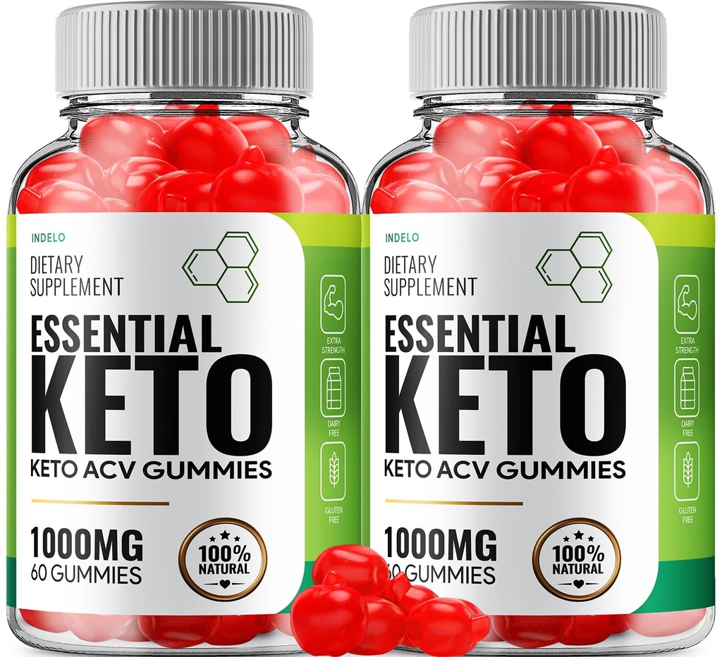 (2 Pack) Essential Keto ACV Gummies - Advanced Formula Essential Keto + ACV Weight Management Gummis Apfelessig Keto Essential Ernährungsergänzung Bewertungen Vitamin B12 B6 (120 Gummi)