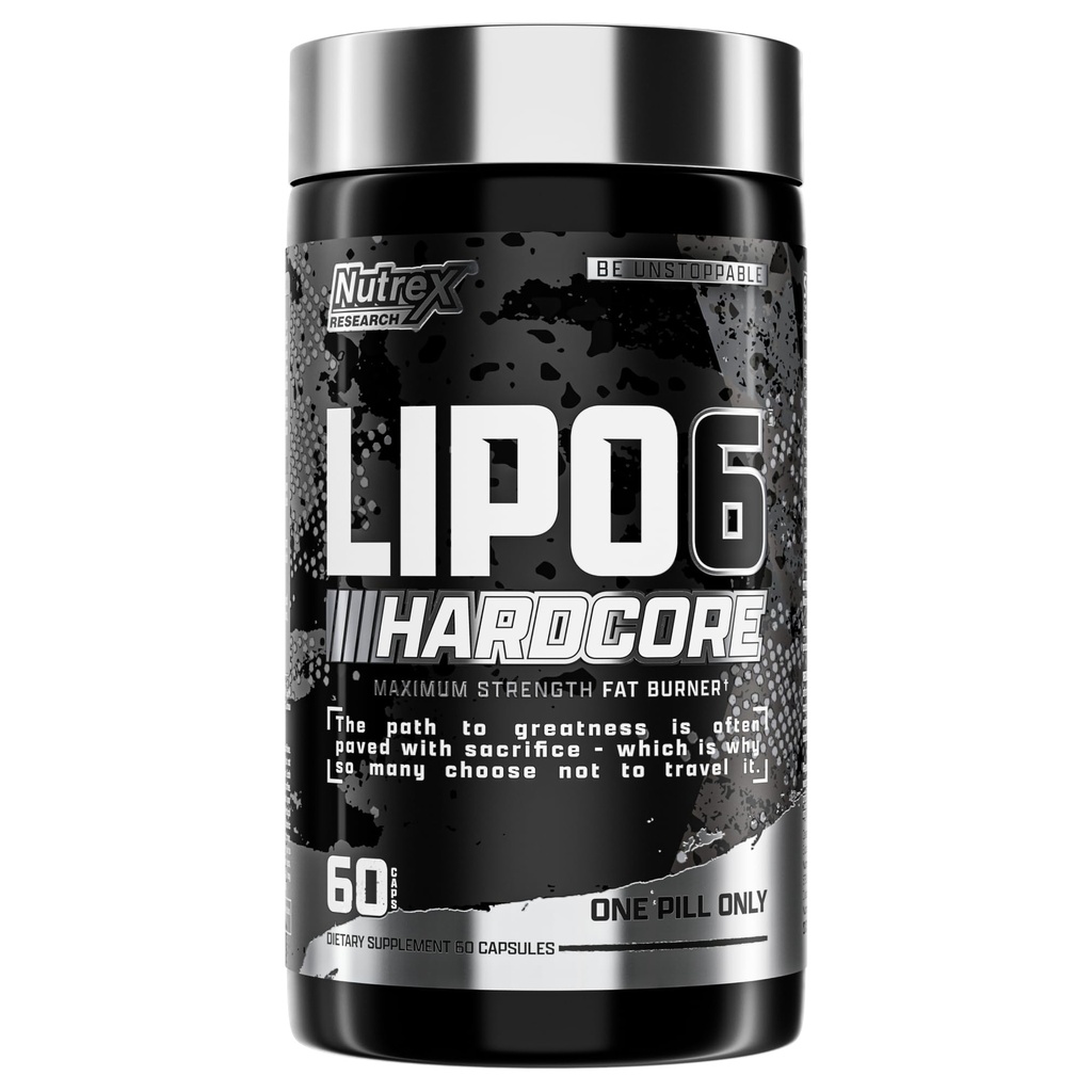 Nutrex Research Lipo-6 Hardcore Supplement, unterstützt Metabolismus & Energie, Diätkapseln – 60 Zähler