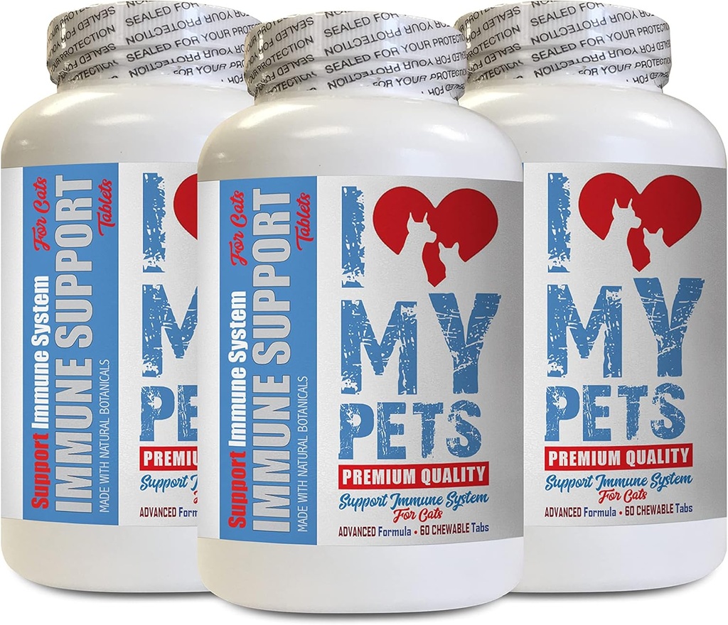 I LOVE MY PETS LLC Immunsystem für Katzen - CAT Immununterstützung - Booster - Healthy Supplement - Katze Allergy Chews - 180 Treats (3 Flaschen)