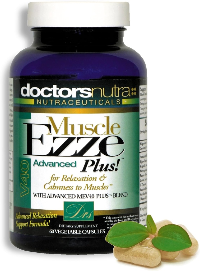Natürliche entspannende Muskel Ezze Plus Advanced Day Time Night Time Capsules Maximale Stärke - Valerian, Passion Flower, Magnesium - Supplement - 60 Count