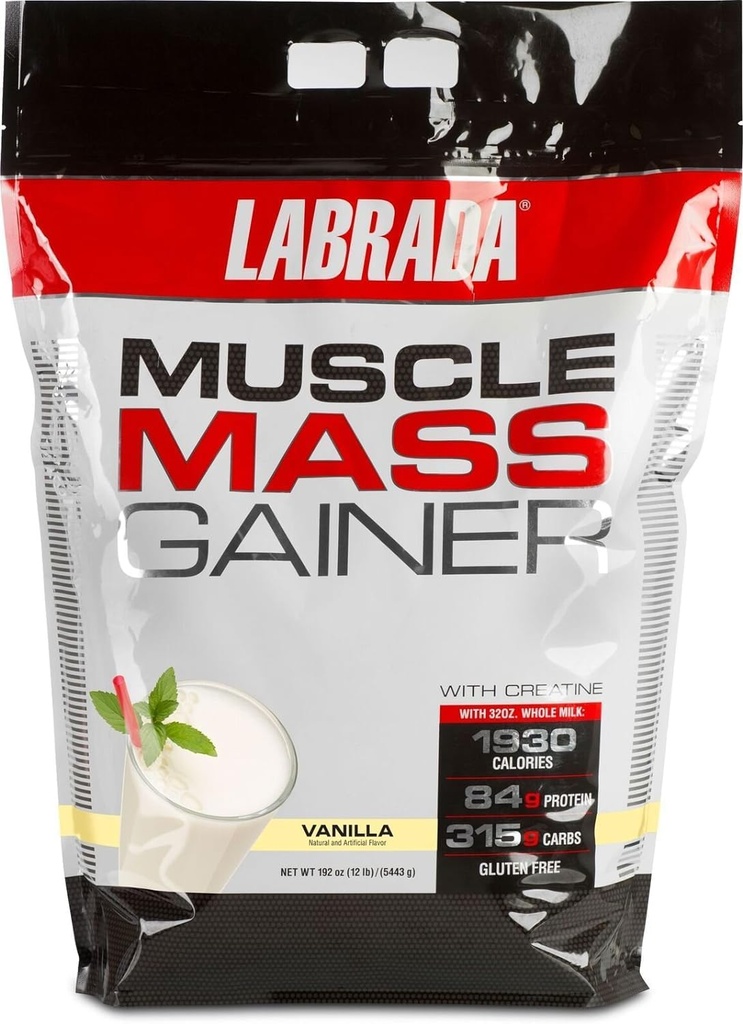 Labrada Nutrition Muskelmasse Gainer, Vanille, 12 Pfund