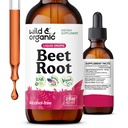Wild & Organic Beet Root Tincture - 8000 mg Fresh Beetroot Extract Equivalent - Liquid Beet Root Supplements für Männer & Frauen - 400 mg pro Servierung - Vegan, Alkohol & Sugar-Free - 2 fl oz
