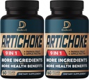 Artichoke Extract Kapseln 6650mg 4-Monats-Versorgung - Unterstützung Verdauung, Immun-Gesundheit & Body Balance - Kombiniert 9 Kräuter Papaya, Apfelpektin, Ginger & Mehr - Non-GMO 2 Packungen 60 Kapseln