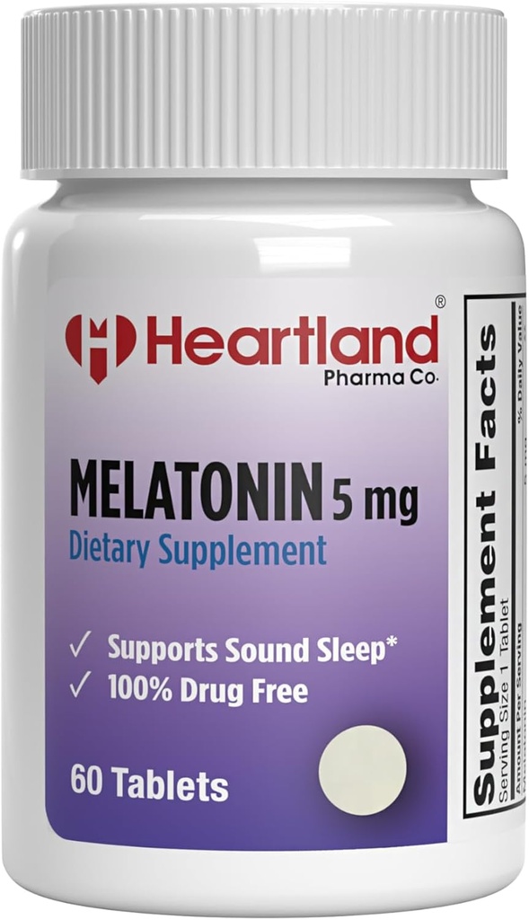 Melatonin 5mg |Sleep Aid Pillen | Natürliche Schlafunterstützung | 100% Drug Free Sleep Aid Supplement | Non-Habit Forming | USA Hergestellt | 60 Count