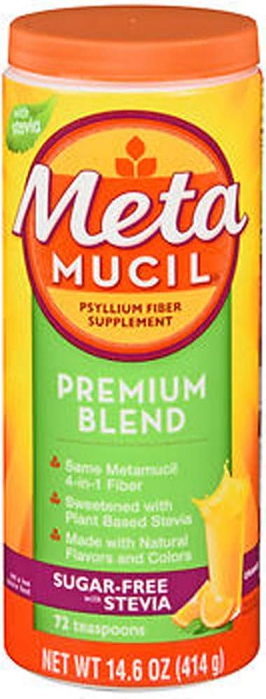 Metamucil Premium Blend Psyllium Fiber Powder Sugar-Free with Stevia Orange - 14.6 oz