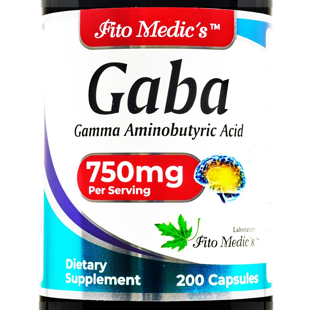 FITO MEDIC'S Lab- GABA, 750 mg pro Servierung, 200 Kapseln, GABA-Ergänzungen, Ultra High Absorption - Aminosäuren - GABA Powder - Buttersäure s.