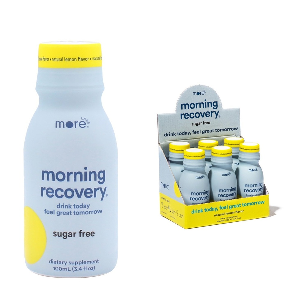Morning Recovery DHM Electrolyte, Milk Thistle Drink Proprietary Formulation to Hydrate While Drinking, Non GMO, Vegan, Gluten-Free, Sugar-Free Lemon, Pack of 6