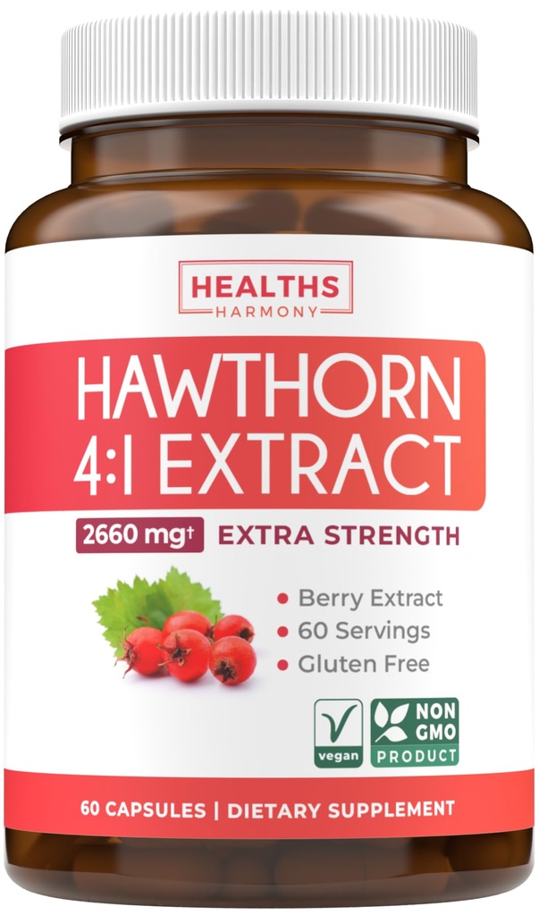 Super Potent Hawthorn Berry Extract Kapseln - Hawthorn Berry Supplement Hergestellt aus extra Stärke Konzentrat, um Herz und Verdauungsgesundheit zu unterstützen - Vegan Non-GMO & Gluten Frei (2 Monate Versorgung)