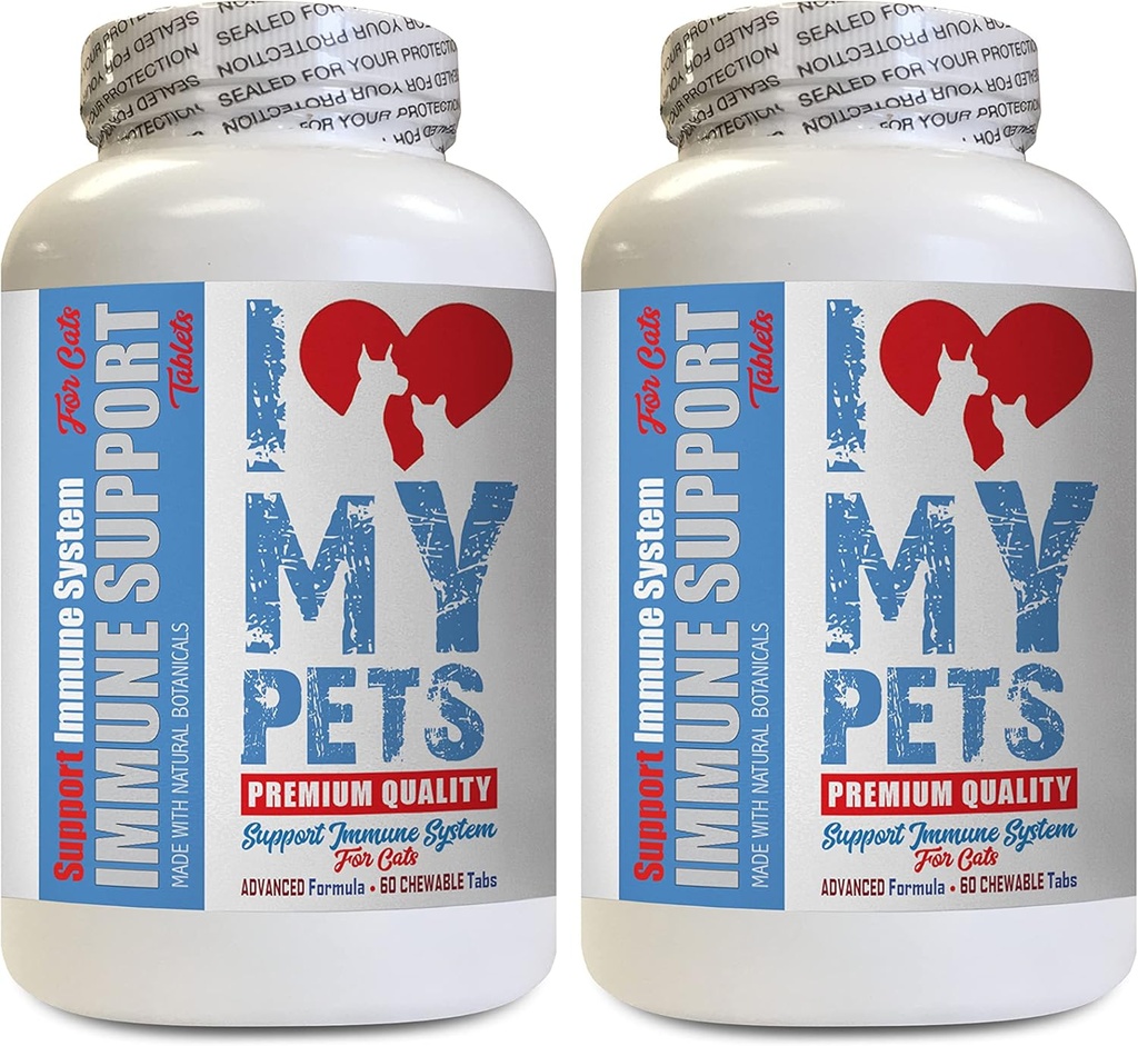 I LOVE MY PETS LLC Katze Immune Booster Treats - CAT Immune Support - Booster - Gesunde Ergänzung - Katze Leber Ergänzung - 120 Bäume (2 Flaschen)