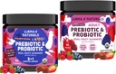 Llama Naturals Kids Pre & Probiotic Gummis + Adult Pre & Probiotics Bundle | Nein Hinzugefügt Zuckerrohr | Vegan | Organic | Mixed Berry Flavor | 2 Flaschen