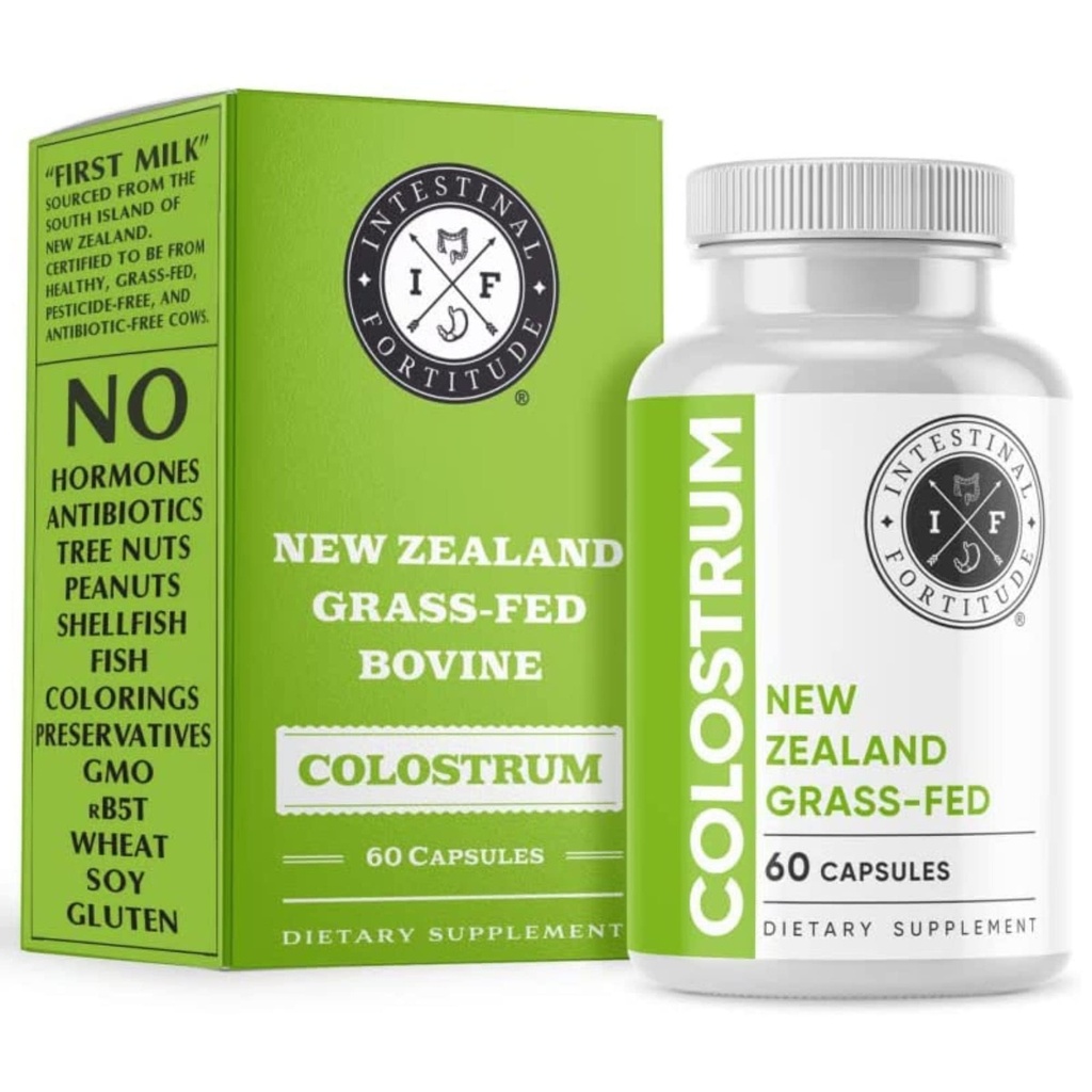 Intestinal Fortitude 100% Gras Fed Neuseeland Cows Colostrum Capsules, Grassfed, Hormon Free, GMO Free, Optimal Gut Health and Immune System Support, Leaky Gut, IBD, 500 mg Kapseln, 60 CT