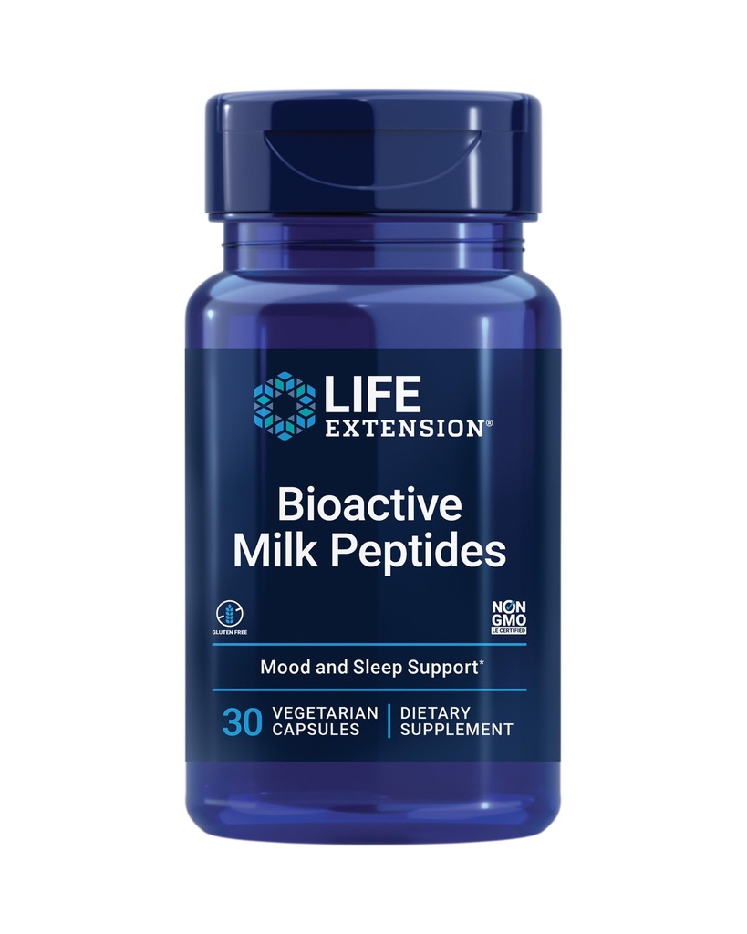 Life Extension Bioactive Milk Peptides, Healthy Mood Support, Sleep Supplement, Relaxation, Milchpeptide, Casein decapeptide, Hormonfrei, Glutenfrei, Non-GMO, Vegetarisch, 30 Kapseln