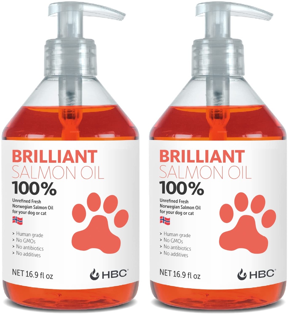Lachsöl für Hunde - Gesunde Haut und Mantel, Natürliche norwegische Omega 3 Fischöl Nahrungsergänzungsmittel, EPA & DHA Fettsäuren, Ideal für Shedding, Allergy, Juckreiz, trockene Haut, Joint & Bone Health - (2 x 16.9oz)
