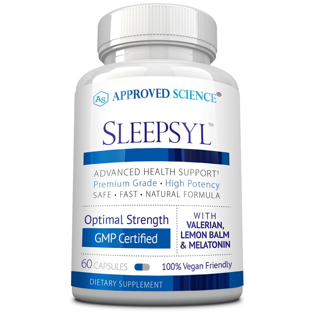 Approved Science Sleepsyl - Schlafergänzung - Valerian Root, Lemon Balm, Melatonin, Kamille, L-Ornithine - Vegan, 60 Kapseln