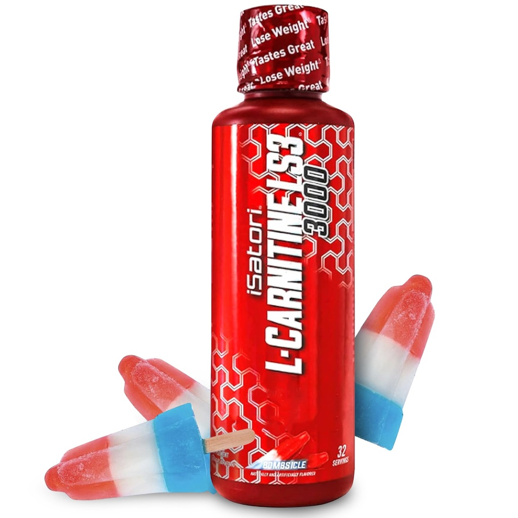 iSatori L-Carnitine LS3 3000, Liquid L-Carnitine with Acetyl L-Carnitine, L-Carnitine L-Tartrate, Stimulant Free Pre Workout, Low Calories, Sugar, Gluten, Keto-Friendly, Bombsicle Flavor (32 Servings)