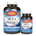 Carlson - MCT & Omega-3, Kokosöl, Caprylic & Capric Acids, EPA & DHA, Energieproduktion, Fettstoff und Gehirngesundheit, 120+30 Softgels