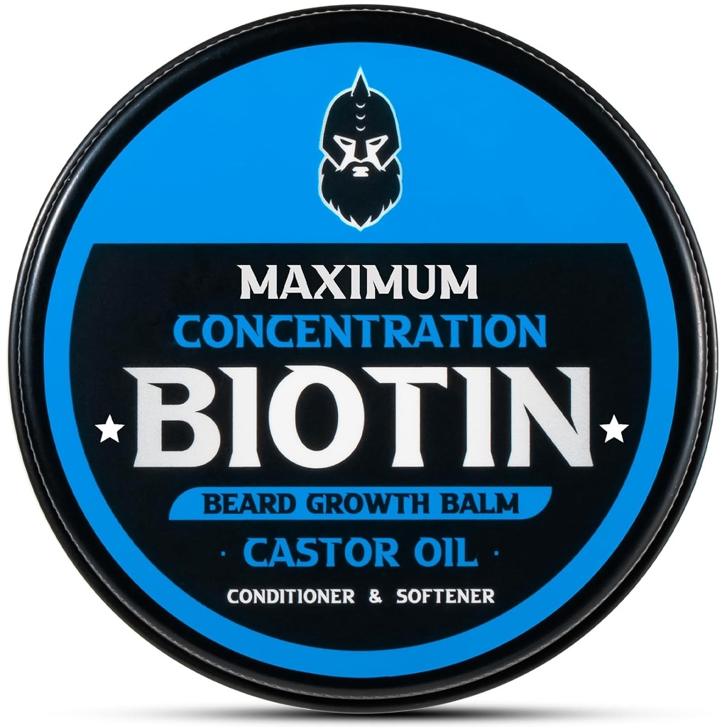 Bartbalsam, maximale Konzentration Biotin, mit Rizinusöl und Argan & Jojoba Öle, fördert Bartwachstum, Stile, Stärken & Weichen Barte & Schnurrbart, 2 Unze, Zedern