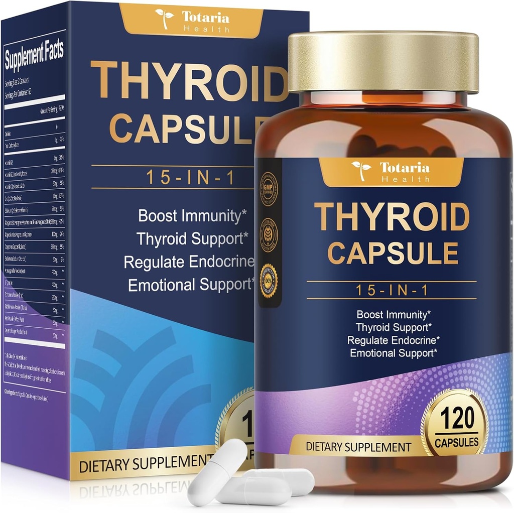 Schilddrüsenunterstützung für Frauen & Mann Ergänzung Complex Kapseln - Iodine Schilddrüsen-Ergänzung mit L Tyrosin Bladderwrack Kelp Ashwagandha Selenium Ergänzungen - Mood Enhancer Energy Blance Schilddrüse Ebene