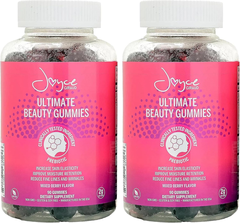 Joyce Giraud Ultimate Beauty Gummies, 60-Tage-Versorgung, unterstützt Haut Hydration & Gesunde Hautton, 180 Gummis