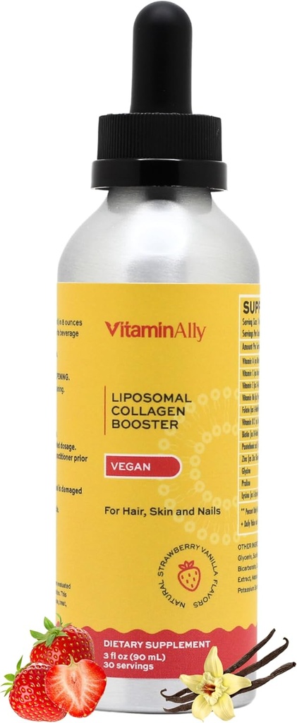 Vegan Liposomal flüssige Kollagen Booster Drops | Unterstützt gesundes Haar, Haut und Nägel | Vegan | Non-GMO | Sugar Free | Gluten Free | Einfach zu bedienen