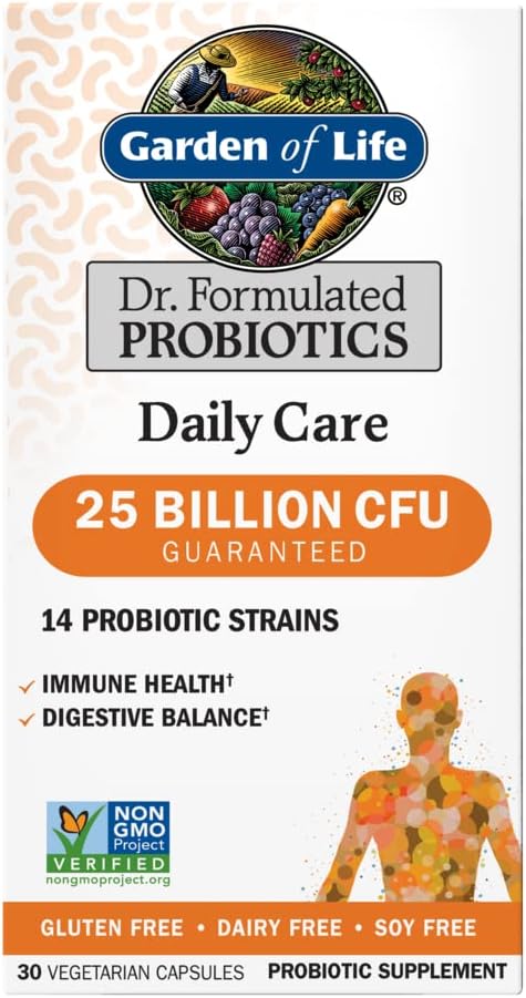 Garten des Lebens Dr. Formulierte Probiotika Tägliche Pflege 30 Kapseln 25 Billion CFU 14 Strains Immune Gesundheit Verdauungsbalance, Glutenfrei,Soy Free