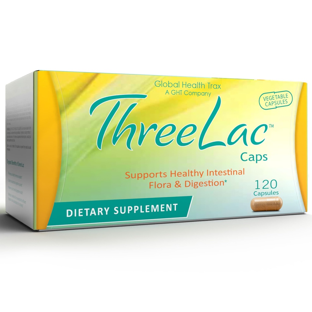 Global Health Trax - ThreeLac Probiotic Capsules, 120 Count - Umfassende Verdauungsunterstützung für Männer, Frauen und Kinder - Immunsystem und Gut Balance, Non-GMO