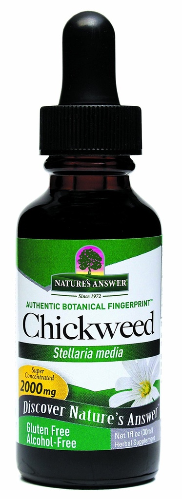 Natur Antwort Alkoholfreie Chickweed Stelleria Media 2000mg 1oz Extrakt | Kräuterergänzung | Fördert Verdauung | Non GMO, Kosher, Glutenfrei, Vegan | Single Count