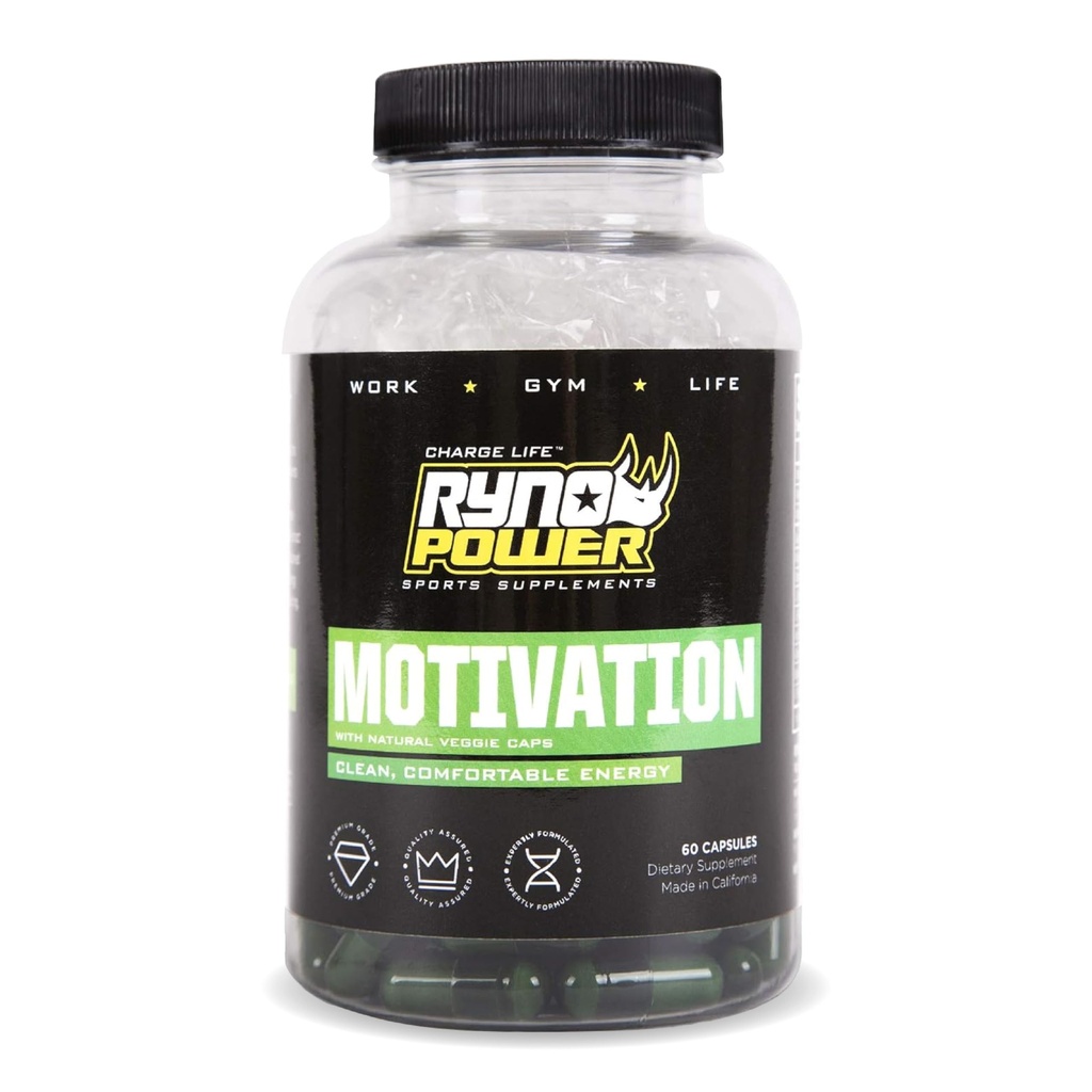 Ryno Power Motivation Pre-Workout Focus Energy Supplement Kapseln (30 Portionen)