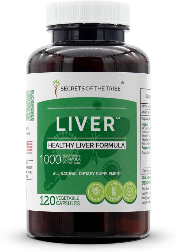 Secrets of the Tribe - Liver, Gesunde Leber Formel, Kräuter-Ergänzungsmischung (120 Kapseln)