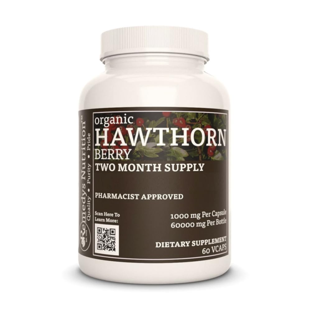 Remedys Ernährung Hawthorn Berry | 1.000 mg, 60 Vegan Kapseln pflanzliche Nahrungsergänzung | Zwei Monate Versorgung