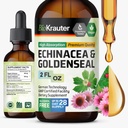 BIO KRAUTER Echinacea und Goldenseal Wurzelflüssigkeitsextrakt - Natürliche Immununterstützung - Echinacea Tropfen mit Goldenseal - Vegan, Alkohol & Zucker freie Tinktur - 2 Fl.Oz.