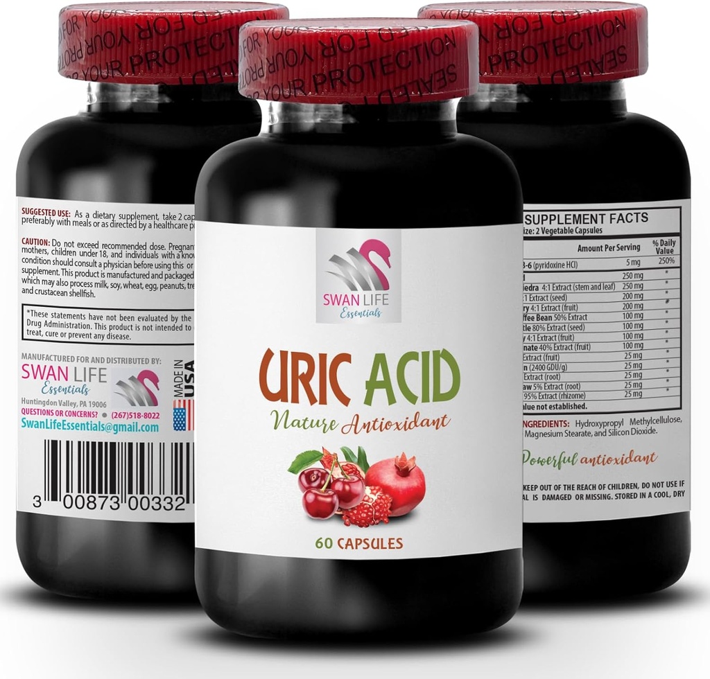 uric acid control - URIC ACID - uric acid formation, uric acid buildup, reduce uric acid quickly, cranberry supplement, cranberry pills for women, cranberry extract, tart cherry pills 1Bot 60Caps