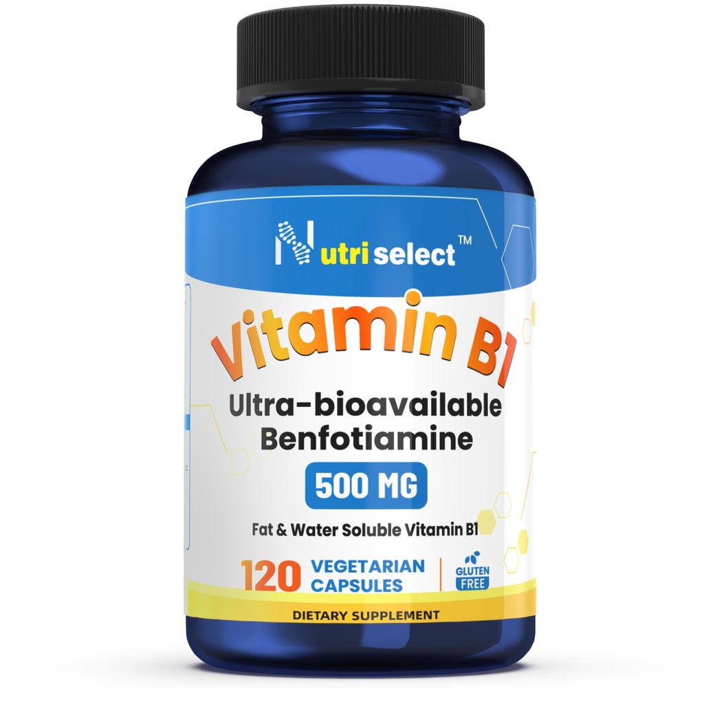 120 Kapseln mit 500 mg Vitamin B1, Non-GMO, Vegan, Glutenfrei, Benfotiamin