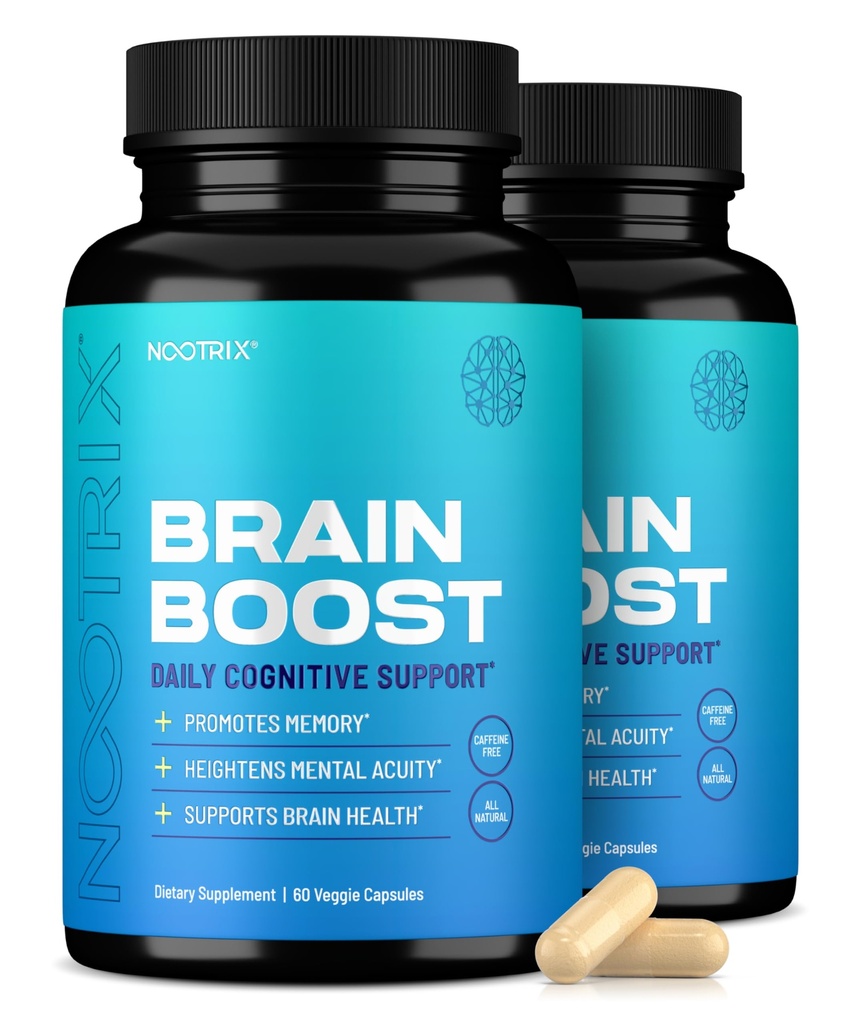 Nootrix Brain Boost Nootropic Supplement | Unterstützt Gedächtnis, mentalen Fokus, kognitive Gesundheit & Energie | Fördert gesunde Stimmung & Gehirnfunktion | Ginkgo Biloba & DMAE | 120 Kapseln