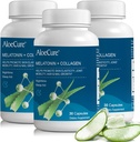 AloeCure Natural Melatonin + Kollagen mit Bio Aloe Vera - Natürliche Schlafhilfe-Ergänzung für erholsame Nächte - Kollagenkomplex für Gelenkstärke, Hautelastizität, Haar- und Nagelwachstum, 30 Kapseln