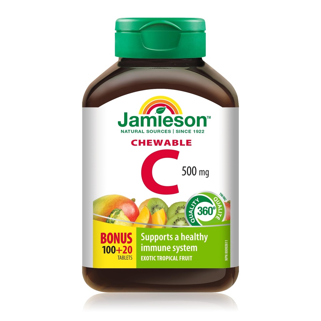 Jamieson Chewable Vitamin C 500 mg Exotic Tropical Fruit, 120ct, aus Kanada importiert