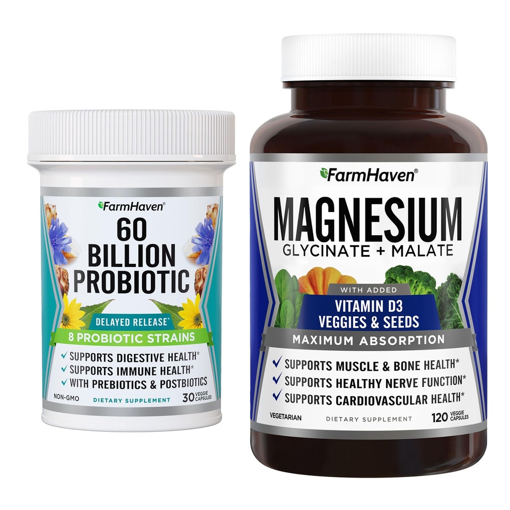 FarmHaven Magnesium Glycinate & Malate Complex und 60 Billion CFU Probiotic