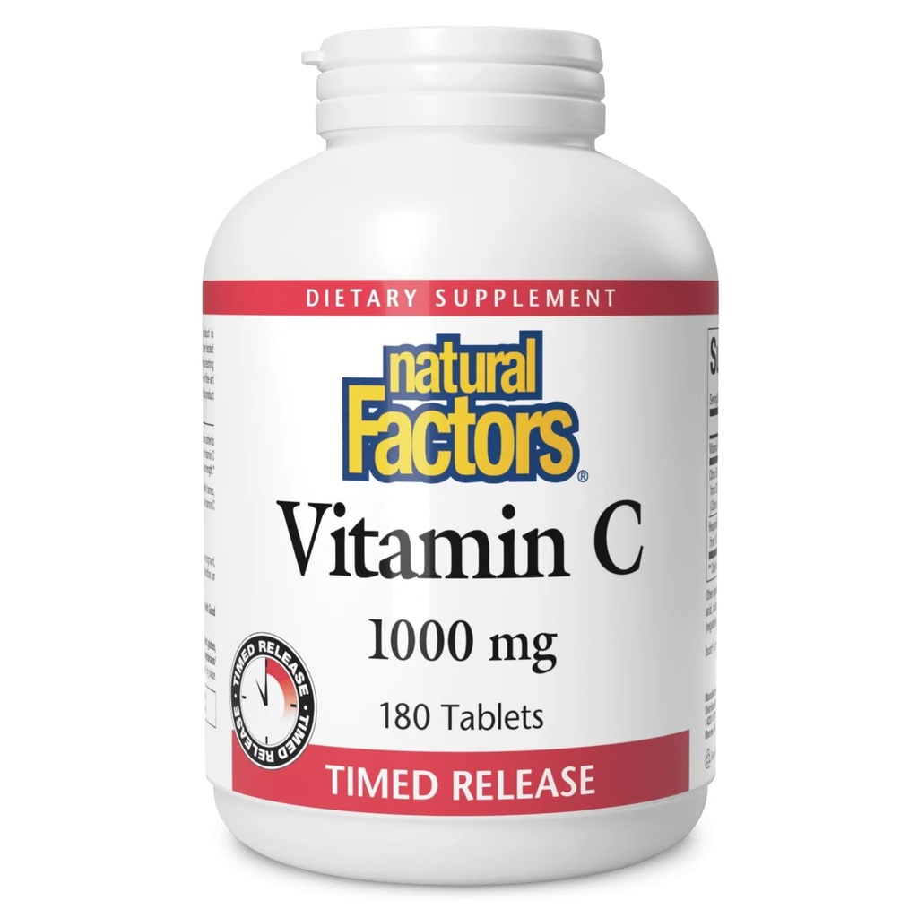 Natürliche Faktoren Vitamin C 1000 mg Time Release, Antioxidans Unterstützung für Immun- und Knochengesundheit, 180 Tabletten