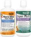 Vital Earth Minerals Detox & Wellness Support – Fulvic Humic Mineral Blend with 70+ Trace Minerals + Super Multi, Liquid Multivitamins, MTHFR Support, 32 Oz Ea