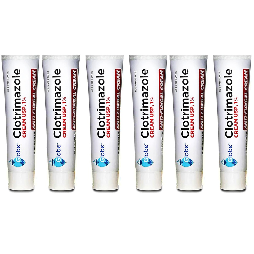 Globe (6 Pack) Clotrimazol Antifungal Cream 1% USP, 1 Unze, Anti Fungal Treatment, Relieves Itching, Burning, Cracking und Scaling Associated Athletes Fuß, Jock Itch, Ringworm und mehr