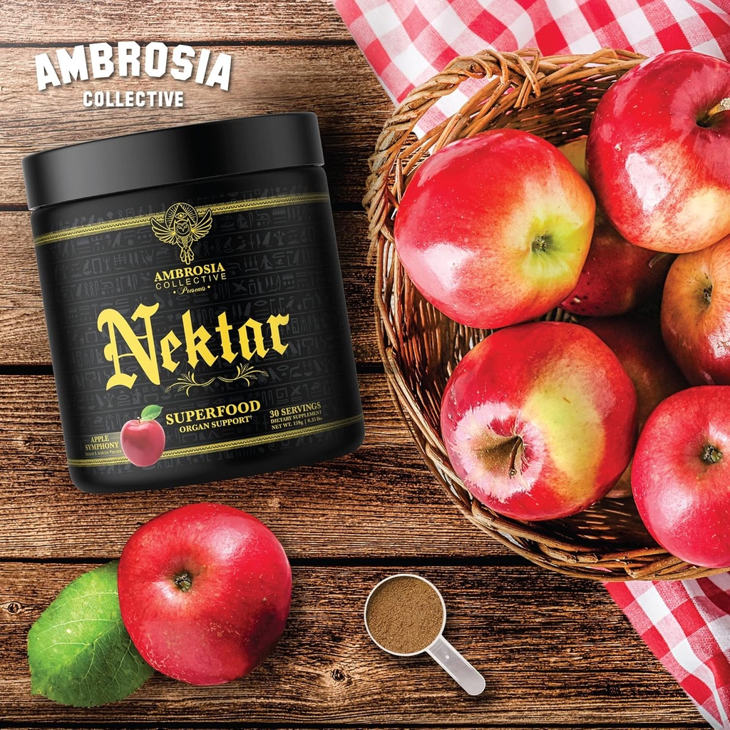 Ambrosia Nektar - Superfood Powder | Complete Health Supplement | Organunterstützung - Leber, Nierengesundheit | 30 Servierungen (Apple Symphony)