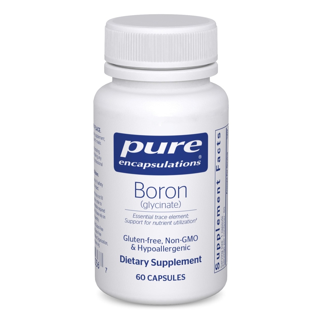 Pure Encapsulations Boron (Glycinate) | Ergänzung für Hormongleichgewicht, Knochenstärke und Gesundheit, Connective Tissue und Nährstoffmetabolismus* | 60 Kapseln