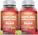 2 Pack Zucker Kostenlose Garcinia Cambogia Gummis - 3000mg 95% HCA mit L-Carnitin, Energie Boost, Erdbeeren Flavor Gummy Leicht zu nehmen, Ihre Pillen & Kapseln 120 Zähler